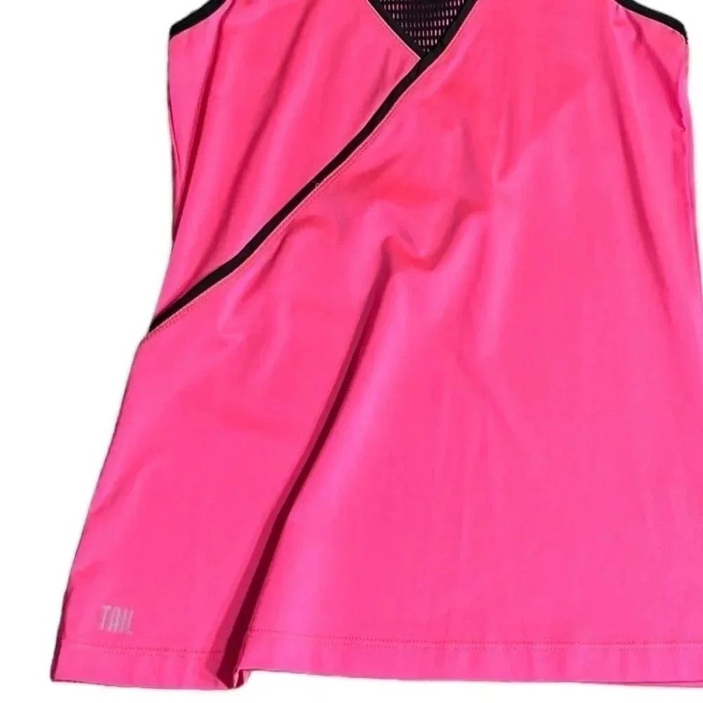 NWOT  XS TAIL Sleeveless, bright pink and black trim,crochet overlay Tank top - Picture 11 of 11